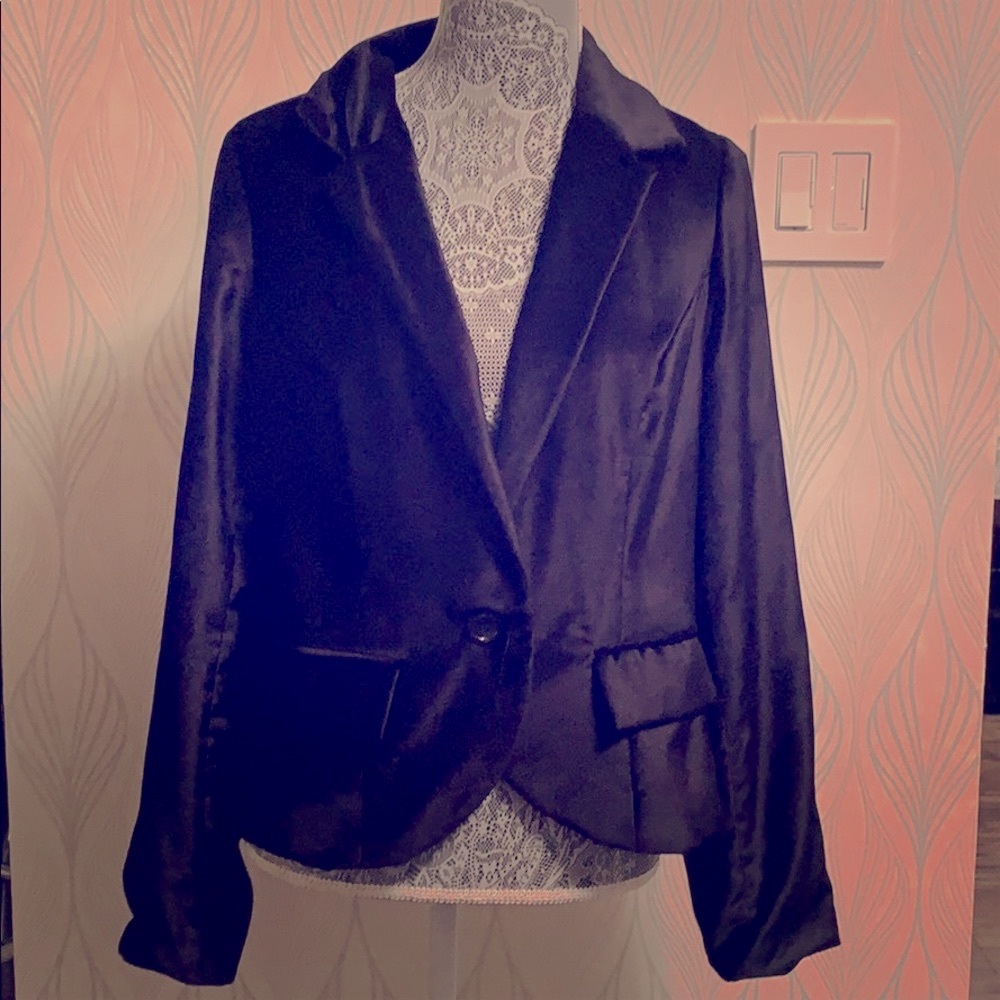 Anthropologie black velvet blazer